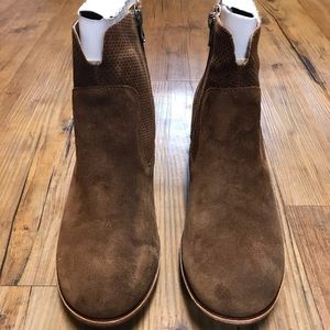 Brand new Kork Ease booties. Cognac suede